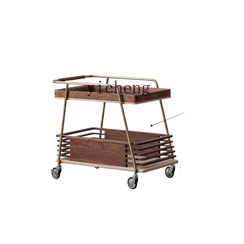 

TQH simple movable grille trolley multi-functional living room home snacks sofa side tea table