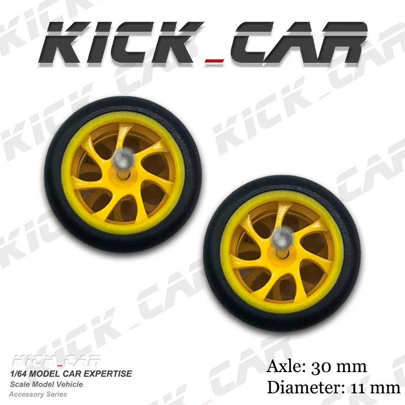 1/64 Model Car Wheels with Rubber Tires Seven Spoke Refitting Parts for Diecast Hot Wheels Mainline Matchbox Tomica D:11mm 1 Set