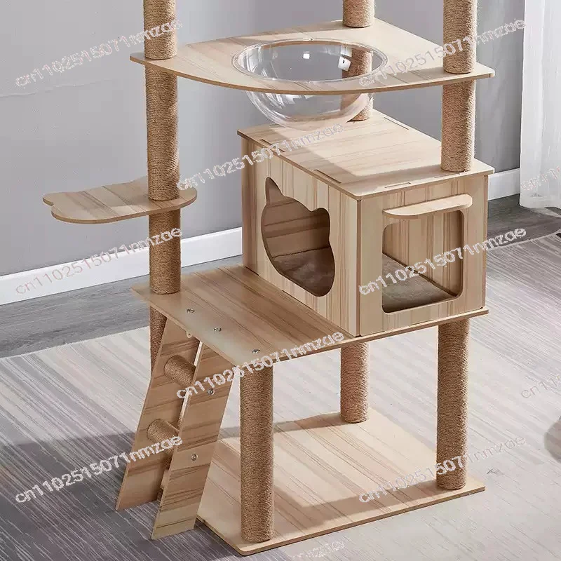 Cat Bed Removable Cushion Durable Sisal  Cat Climbing Tree Large Modern Multi Level Cat Tree Condo Scratching Post Space Capsule
