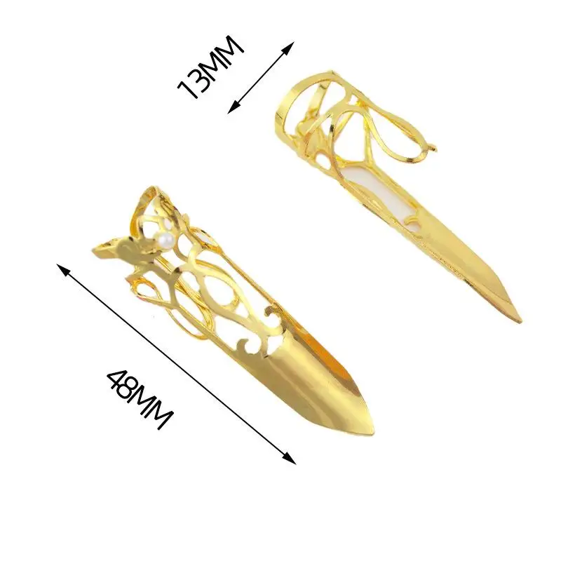 [CR] Juego de 5 piezas de anillos para uñas, cubierta protectora diaria para la punta de los dedos, anillo de moda, joyería para uñas postizas de stiletto largo, regalo