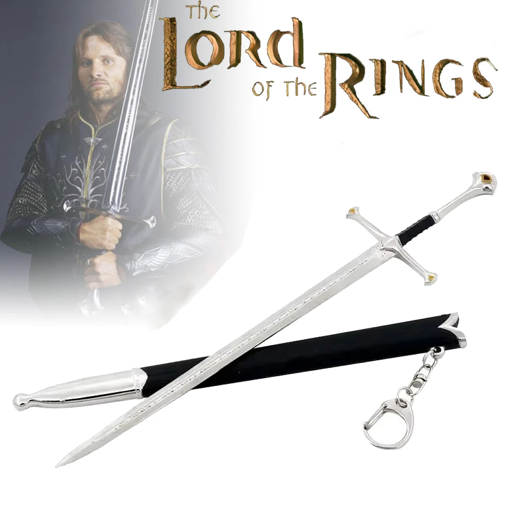 Llaveros de espada de Aragorn Narthil, el Señor de los Anillos, arma Medieval, llavero de espada de Metal para Fans, juguetes coleccionables para hombres, regalos