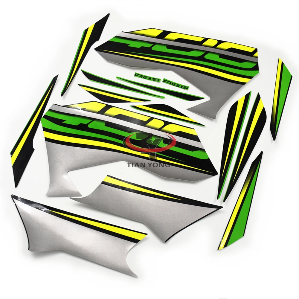 

Motorcycle For Ninja400 2018-2024 Green Yellow Gradient Letter Print Bodywork Sticker Decal Full Kit Silkscreen Applique