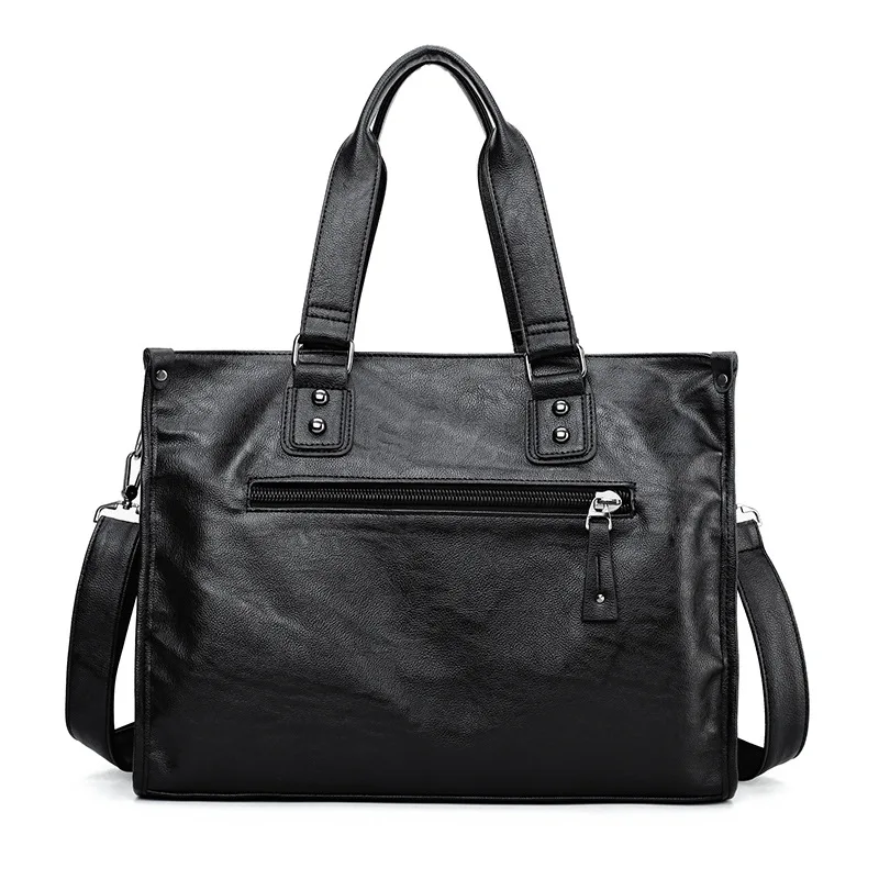 New Fashion Multifunction Briefcase PU Leather Men\'s Crossbody Messenger Bag Business Men Big Bag Zipper Shoulder Handbags
