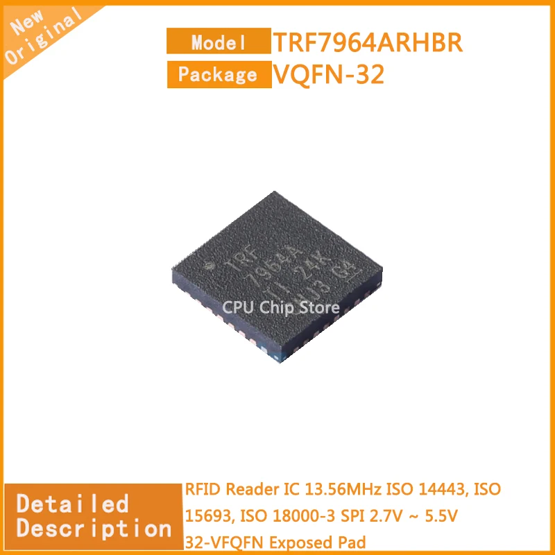 5Pcs/Lot  New Original TRF7964ARHBR  TRF7964  RFID Reader IC 13.56MHz ISO 14443, ISO 15693, ISO 18000-3 SPI 2.7V ~ 5.5V 32-VFQFN