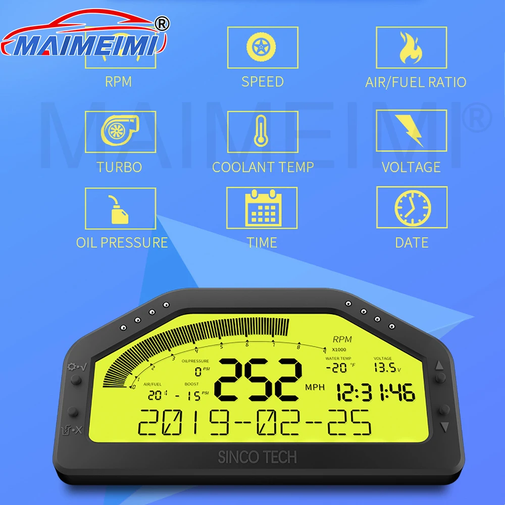 

904 Car Dash Race Display Dashboard Bluetooth-compatible LCD Screen Multi-function Gauge Sensor Kit