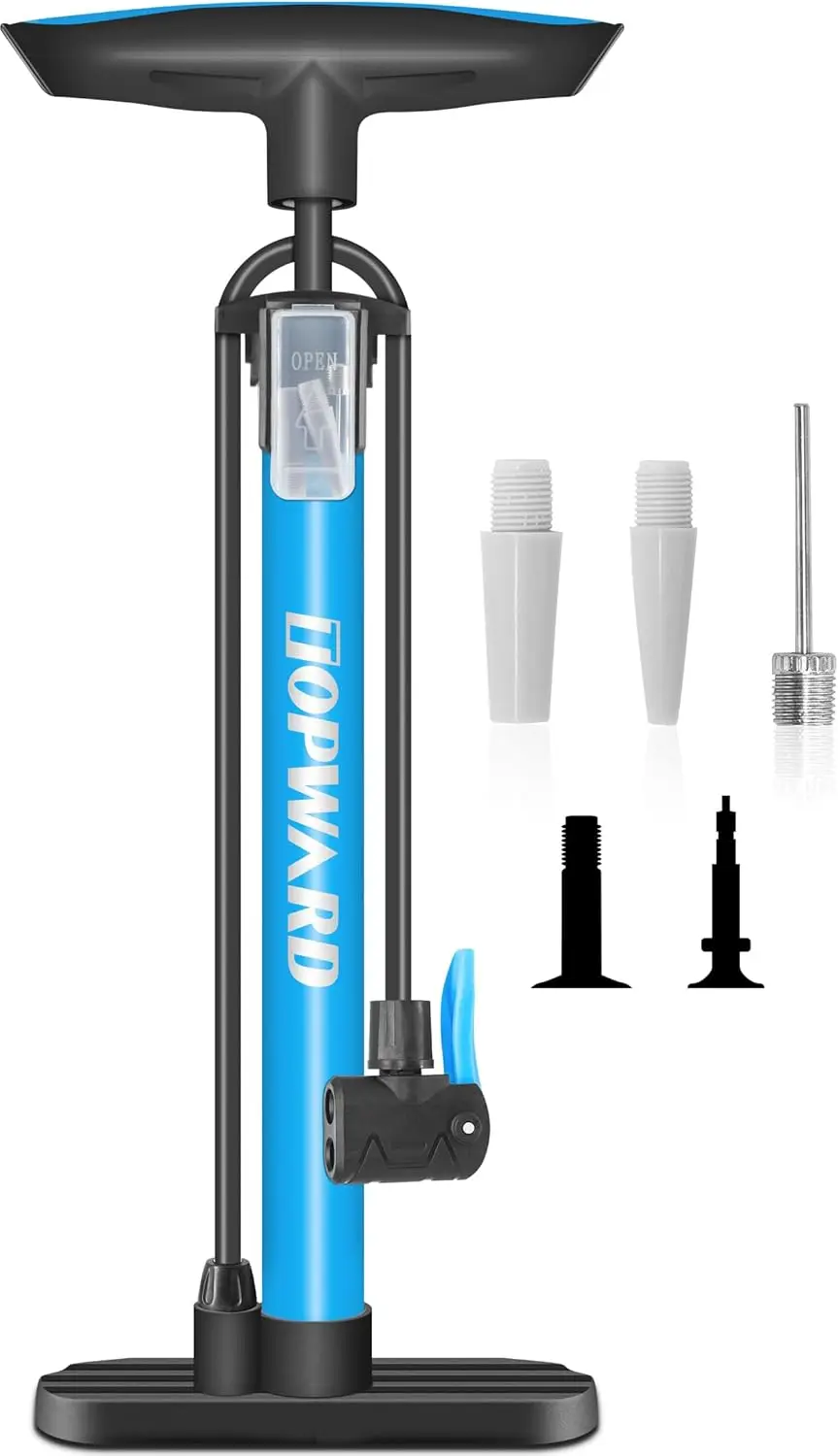 

Portable Bike Tire Pump, Hand Air Pump for Bike, Soccer, Volleyball & Basketball, Fits Presta & Schrader Valves