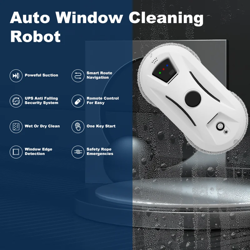 نافذة منزلية أوتوماتيكية لتنظيف رذاذ الماء جهاز آلي لتنظيف الأتربة وجهاز التحكم عن بعد ممسحة نافذة كهربائية ممسحة زجاجية منزلية #3