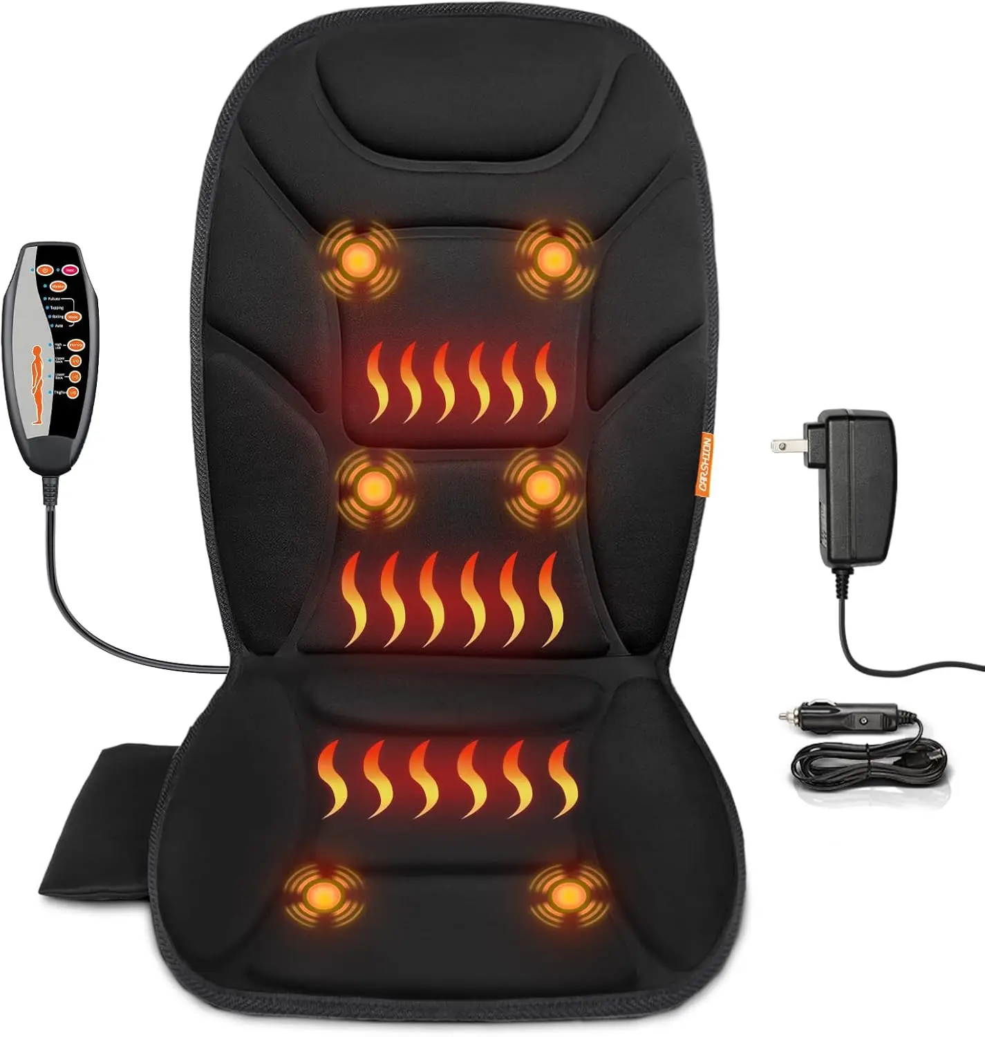 

Heated Massage Seat Cushion with Back and Thigh Support, 3 Heat Pads & 6 Motors for Pain Relief