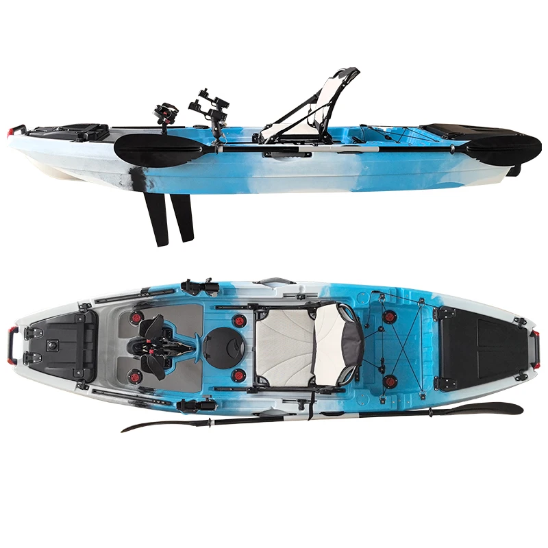 Afbeelding 5: NEOKUDO Roto-mold pedaalviskajak 10ft pedaalaandrijving kajak eenpersoons met roersysteem