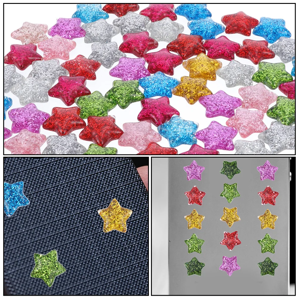 

40Pcs DIY Star Ornament Resin Glitter Star Beads Fine Workmanship Wear-Resistant for Scrapbook Wedding Decor Craft Making