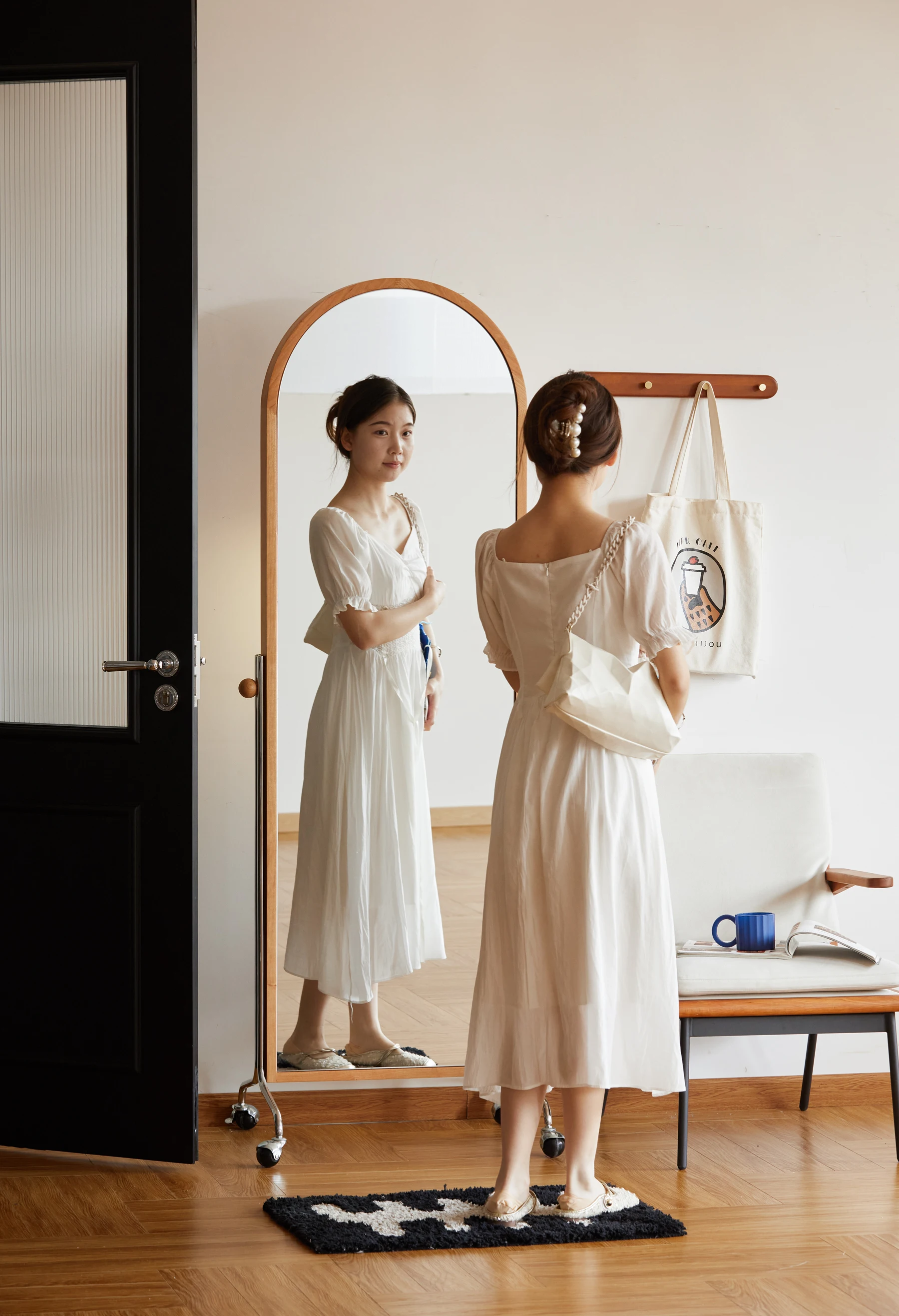 Magazine Rack,Half House Modern Full Length Mirror Large Standing Full Body Floor Wall Door Mirror For Bedroom Living Room Home