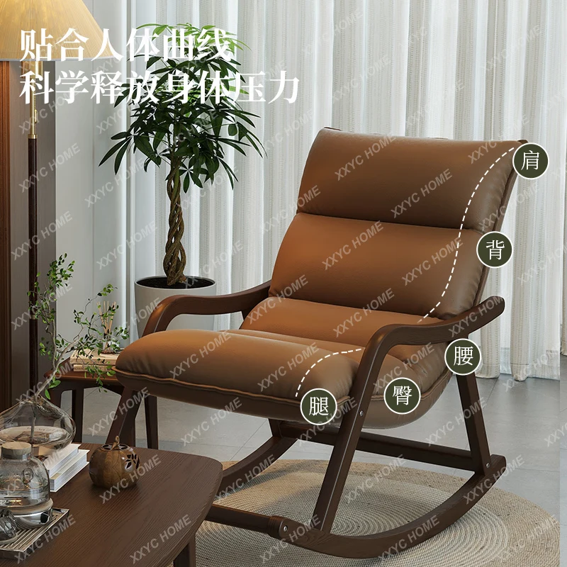 

Rocking Chair Reclining Chair Adult Sleeping New Chinese Solid Wood Rocking Chair, Living Room, Sofa, Leisure