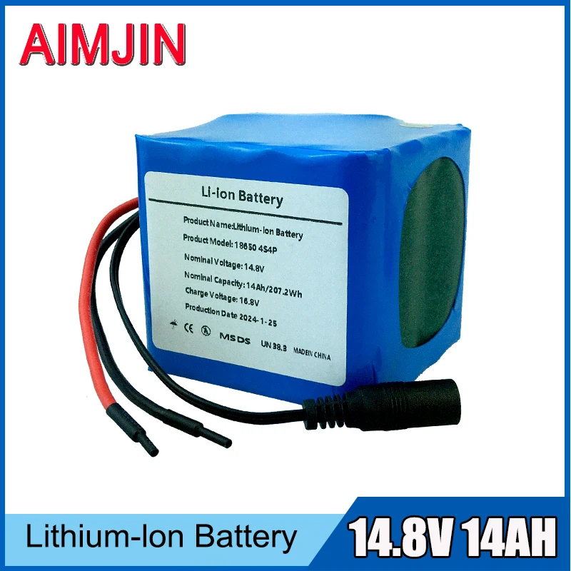 

4S4P 14.8V 14Ah Lithium Battery Pack 18650 LED Night Fishing Light Heater Miner's Light Amplifier Battery BMS + Charger