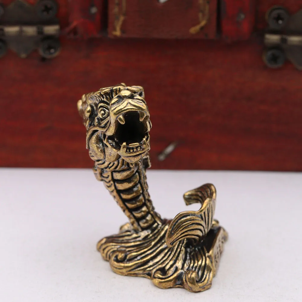 Brass Dragon Head Fish Body Beast Small Statue Desktop Ornaments Vintage Animal Figurines Models Lucky Home Decorations Crafts