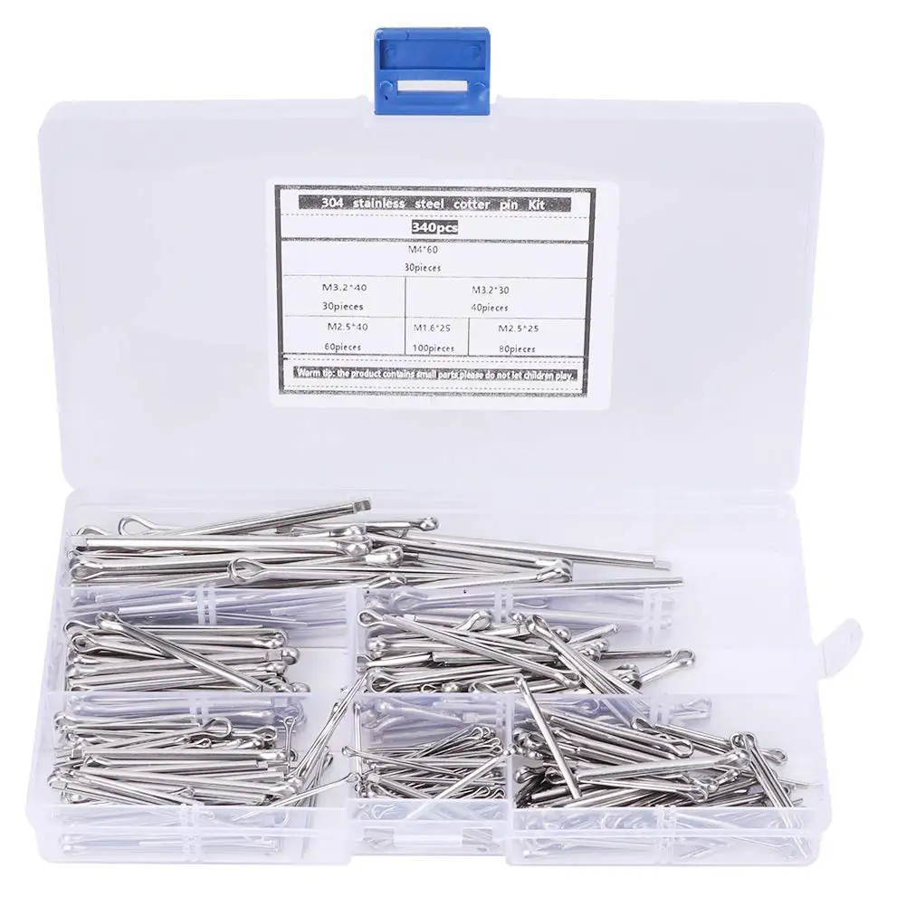 340Pcs Stainless Steel Cotter Pin Assortment Cotter Pin Assortment Set 304 Stainless Steel Industrial Supplies Fastener