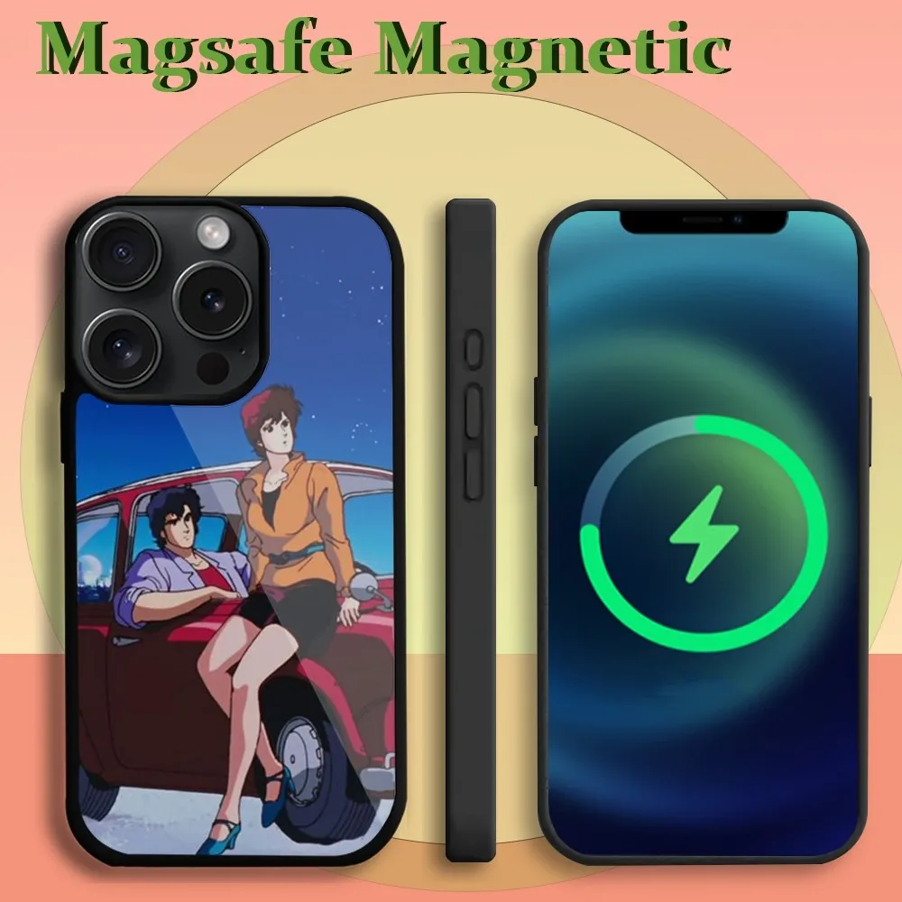 City Hunter cartoon  Phone Case For iPhone 11 12 13 14 15 Plus Pro Max Magsafe Magnetic Wireless Charging Cover Magsafe Magnetic