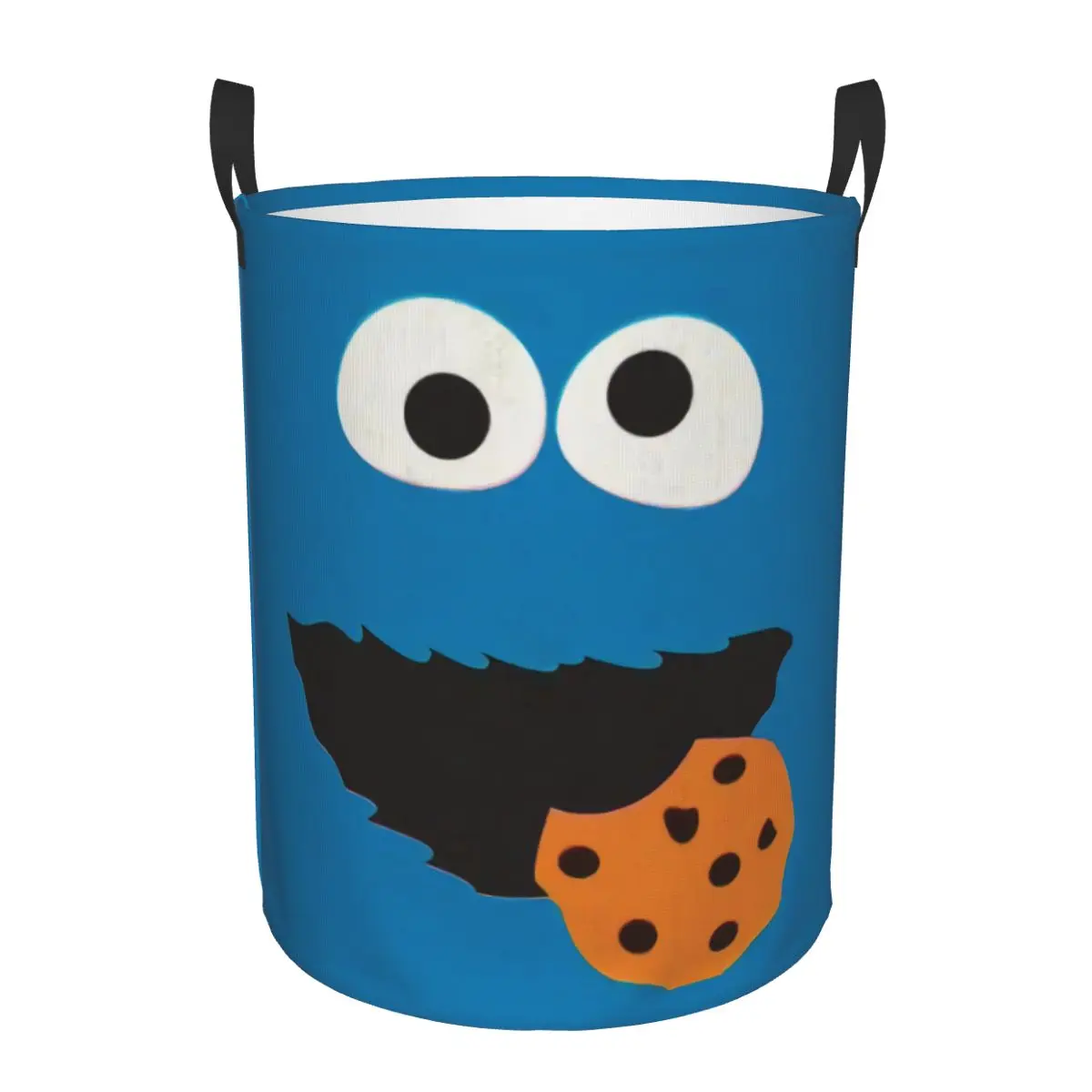 Custom Cookie Monster Face Manga Laundry Basket Foldable Sesame Street Clothes Hamper for Baby Kids Toys Storage Bin