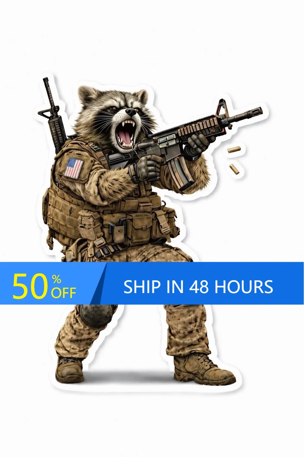 Raccoon Tactical Military Army Retro Bumper Walls Window Car Gift Cool Aesthetic Unique Vintage