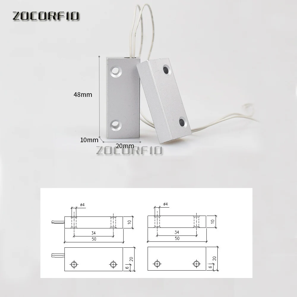 Aluminum alloy Wired Door Window Sensor Magnetic Switch Home Alarm System Detector