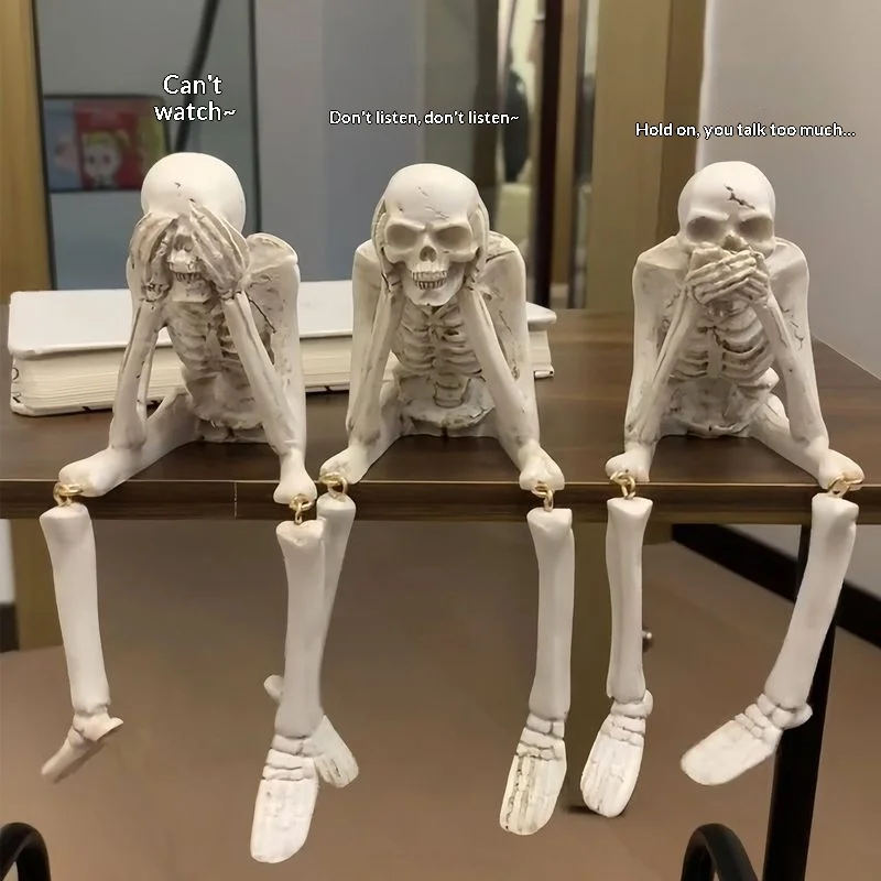骸骨の置物-不気味な吊り足-樹脂製-ハロウィン-オフィスデスク装飾-ストレス解消オーナメント-誕生日プレゼント-男性用-ホームアクセント