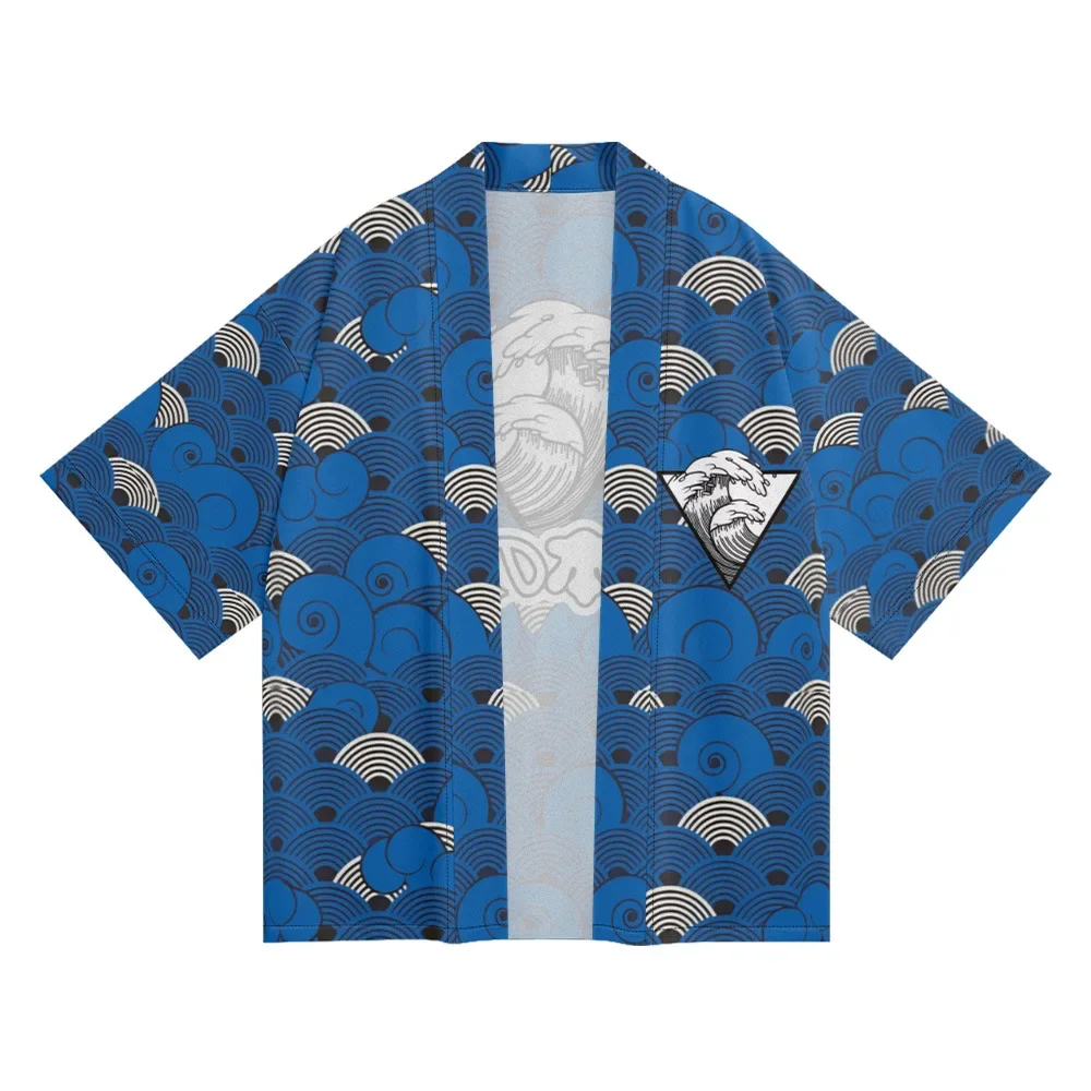 

cardigan Yukata Harajuku Streetwear tops Many styles of Japanese style carp waves print Kimono 2025 Summer women Men Haori