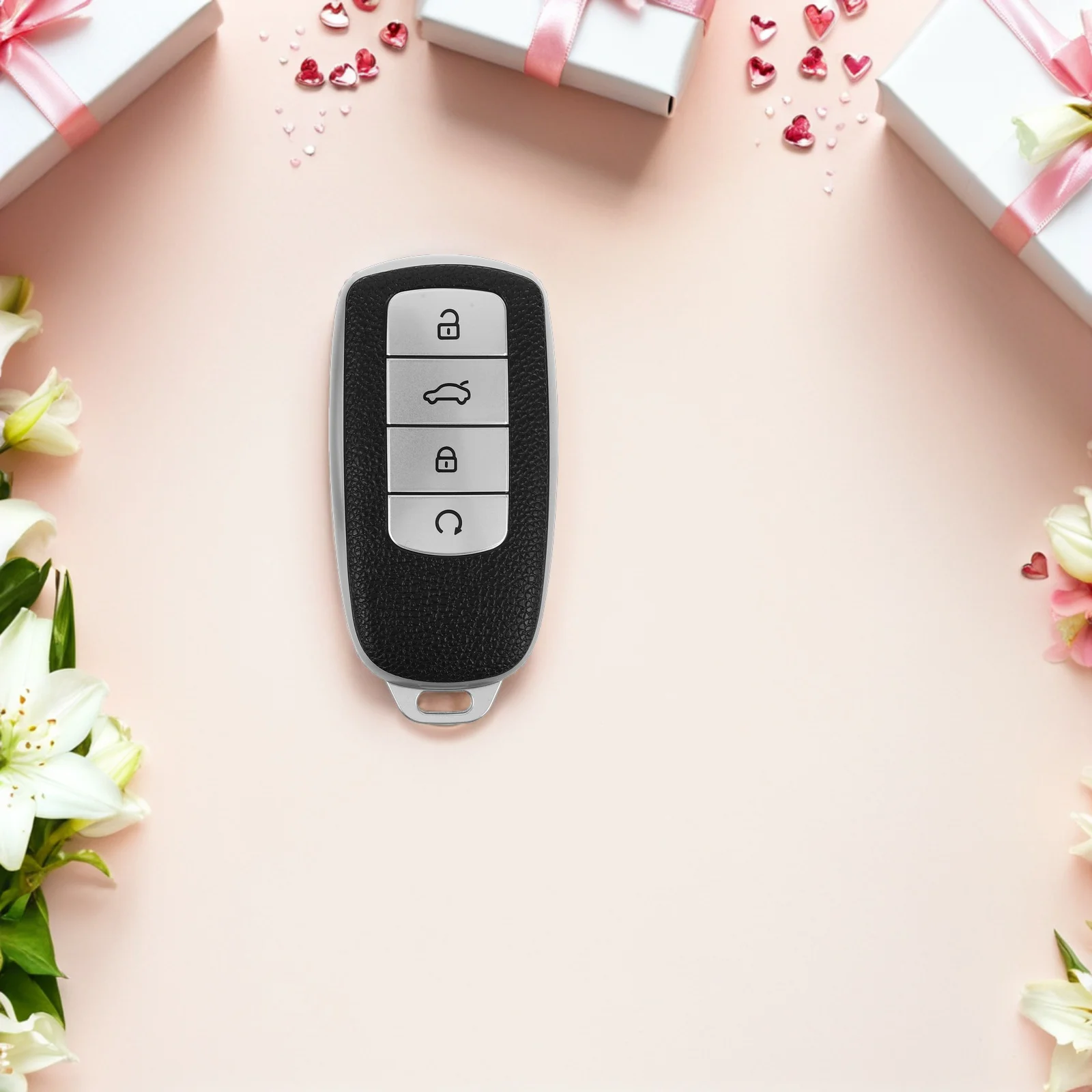 

2Pcs Key Fob Cover Elegant Design Full Protection Tpu Comfortable Grip Car Key Protector Universal Fit Car Fob Protector