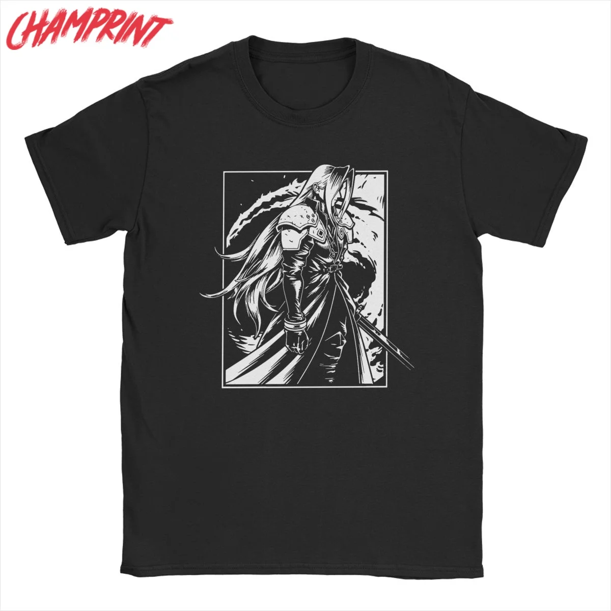 Men T-Shirts Final Fantasy Sephiroth The Man In The Black Vintage Cotton Tee Shirt Short Sleeve T Shirts Round Neck Clothes