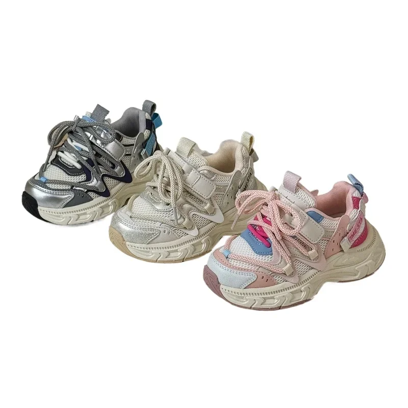 

Spring Children Boy Girls Fashion Mixed Colors Versatile Causal Basketball Shoes Kid Toddler Mesh Breathable Running Sneakers