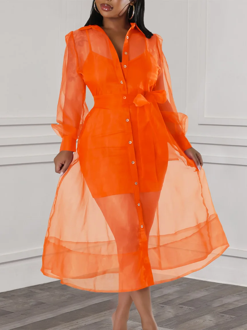 Primavera 2025 plus size sexy gaze rendas camisa vestido halter colete conjunto de duas peças na moda recém chegados para mulher