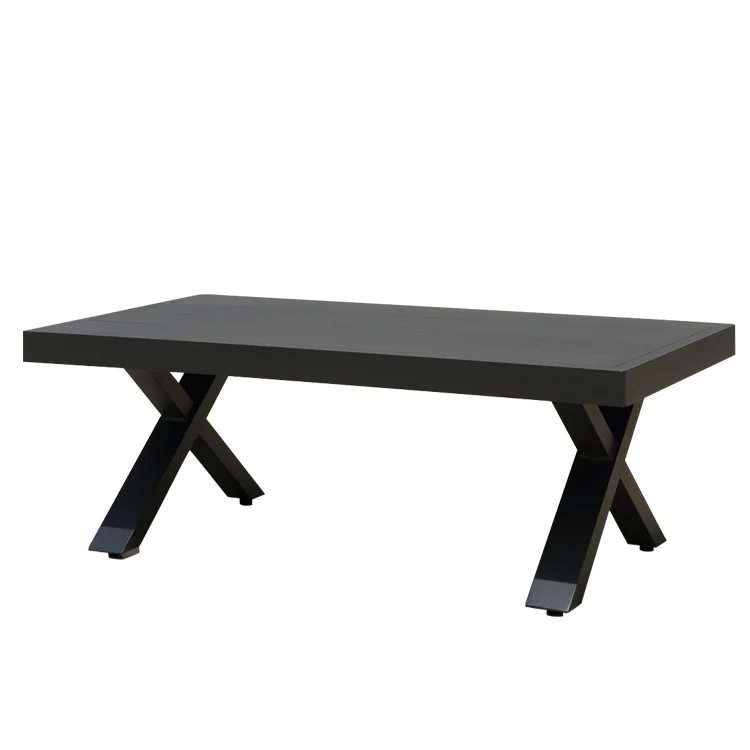 OSMEN Outdoor Patio Daphne X Leg White Charcoal Metal Architecture Rectangle Coffee Table