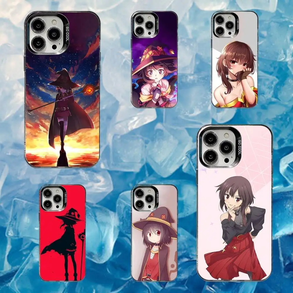 

Megumin Anime K-KonoSubaS Phone Case For iPhone 16,15,14,13,12,11,Mini,Pro,SE,MAX White Matte Shockproof Cover