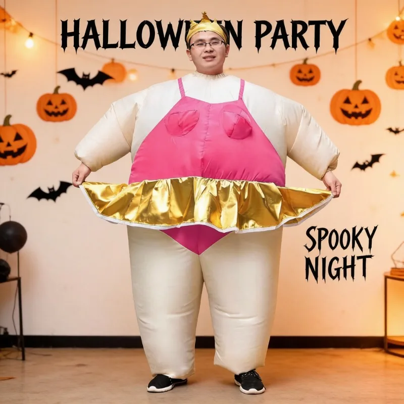 Adult Inflatable Sumo Ballet Costume, Halloween Funny Role Play Outfit, Stage Performance Dress for Holiday Party Show Carnival view 5
