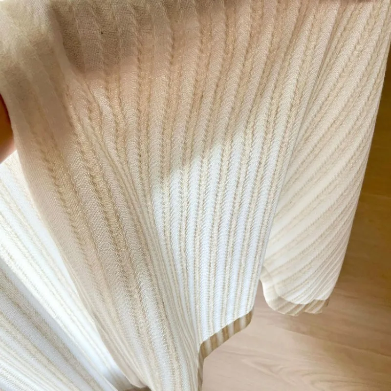 Cortinas macias lisas de linho com padrão vertical francês para sala de estar, sala de jantar, quarto, luz transparente, decoração de pessoas não transparente