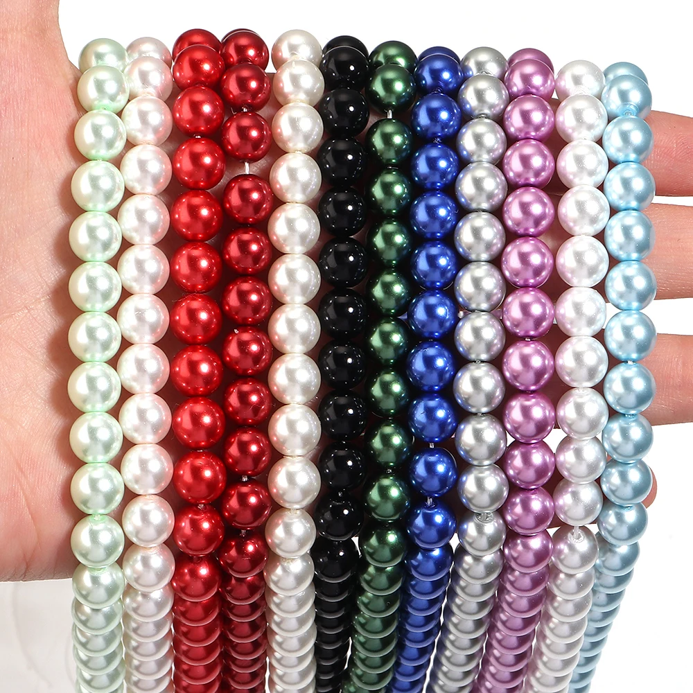 32-95 Stück 4 6 8 10 12mm Imitationsperlen Runde Glasperlen Lose Abstandsperlen für Schmuckherstellung DIY Armband Halskette Zubehör – Detail 2