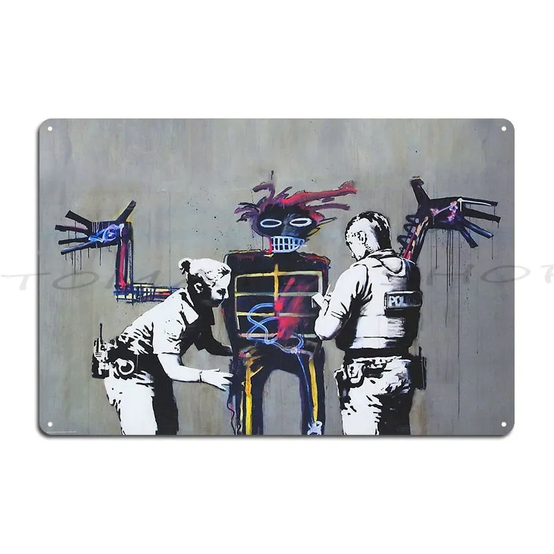 Banksy Police Stop And Search Metal Sign Wall Cave Cinema Kitchen Vintage Customize Tin Sign Poster