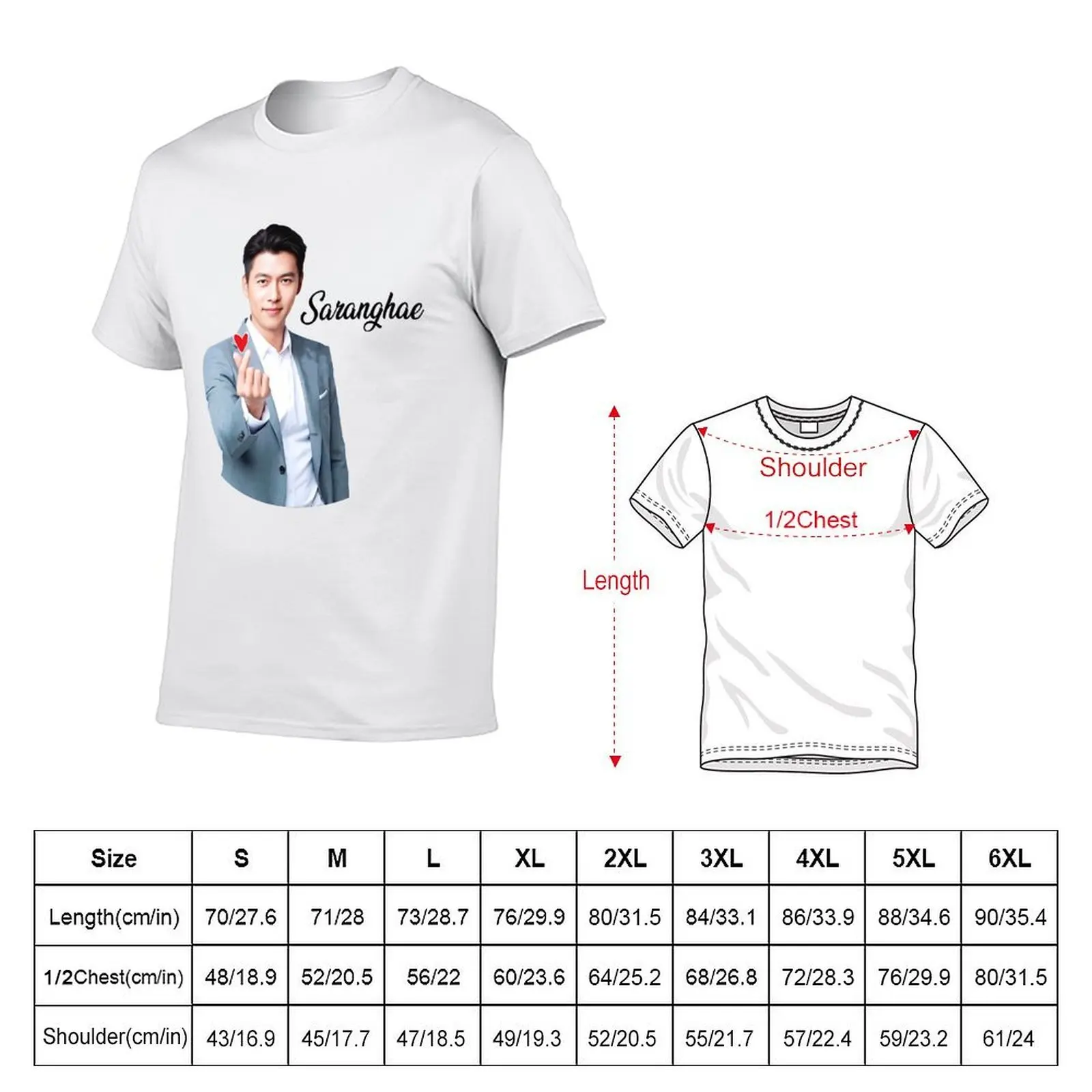 hyun bin saranghae korean actor T-Shirt cotton tshirt 100% funny t shirts dark humor T-Shirt