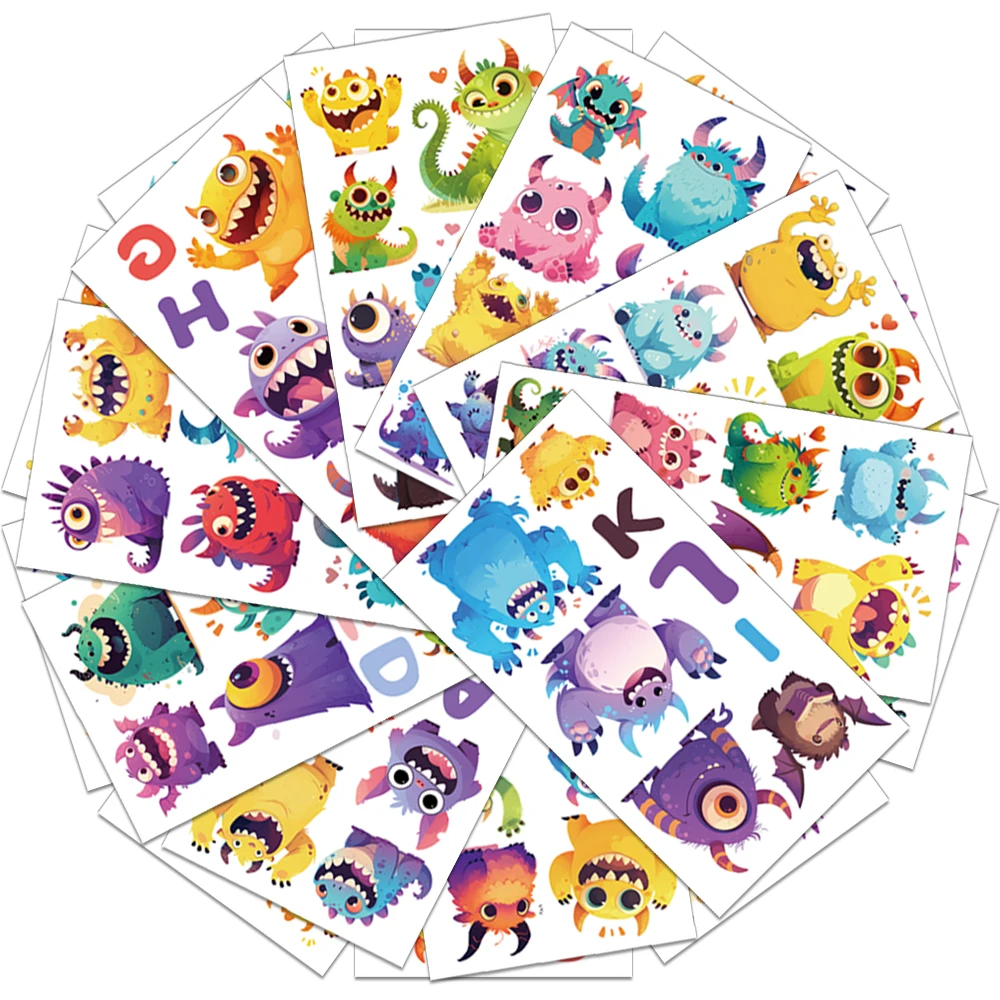 10 peças adesivos de tatuagem de monstro criativo, simples, à prova d'água, durável, presentes traseiros, adesivos de festa, decoração