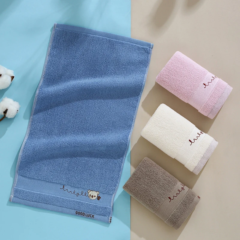

Cotton Small Square Towel Cartoon Cute Embroidered Plain Hook Children Square Towel Kindergarten Baby Face Washing Towel