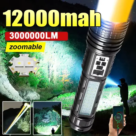 2025 Most Powerful LED Flashlight Rechargeable Super Bright Flashlights Long Range Tactical Torch Light For Fishing Hunting