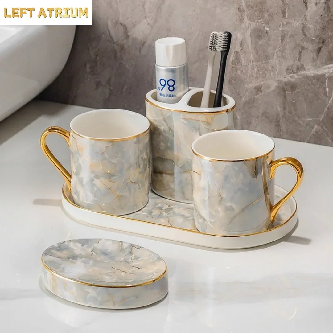 Ceramic Bathroom Accessories Set Bathroom Supplies Ornament for Gift Giving Mouthwash Cup Tooth brush Cup Set Toilet Accessories