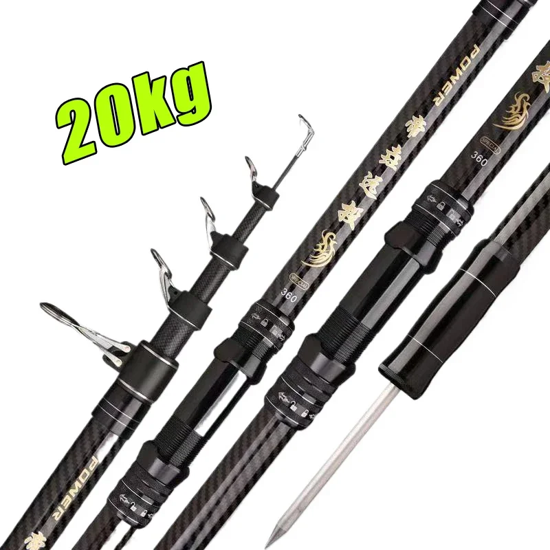 

2.1M 3.0M 3.9M 4.5M Telescopic Fishing Rod Carbon 20kg Spinning Fishing Pole Saltwater Freshwater Beach Rock Surfcasting Rod