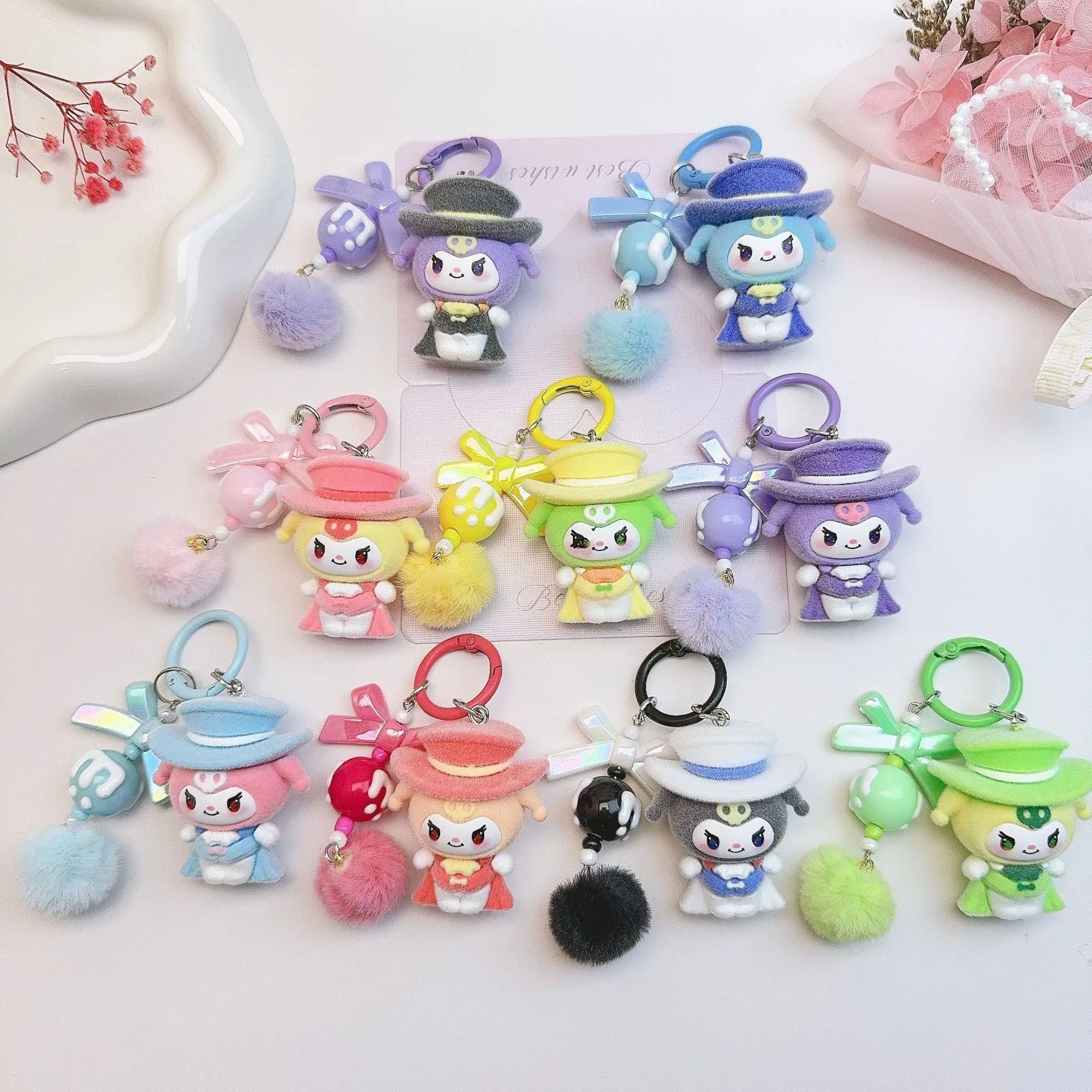 

New Cute Kuromi Keychains Doll Keyring Backpack Bag Pendants Key Accessories Kids Favors Party Small Gifts