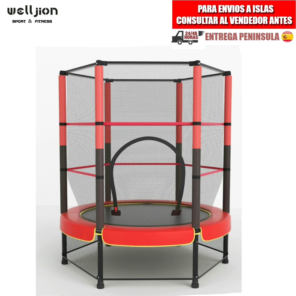 Trampolín Infantil Con Red De Seguridad – 140 Cm De Diámetro, Capacidad De 100 Kg, Marco De Acero Y Fácil Montaje (Rojo)