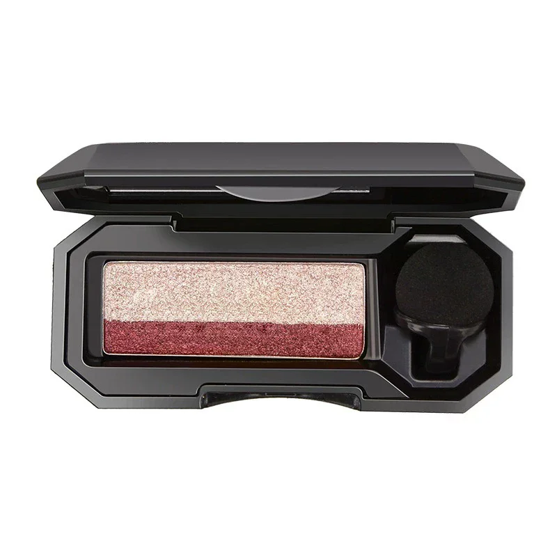 Paleta do makijażu oczu z brokatem, dwukolorowa, z lusterkiem i pędzelkiem, wodoodporna, długotrwała, kosmetyk z połyskiem.