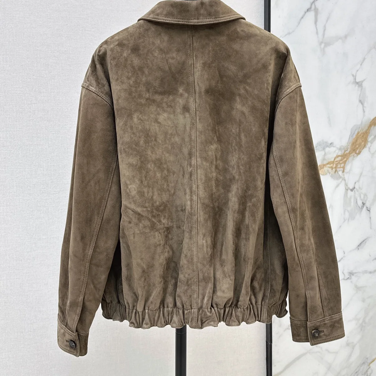 High Quality Women Turn Down Collar Zipper Jacket Loose Elastic Hem Casual Short Outerwear lyt2672859