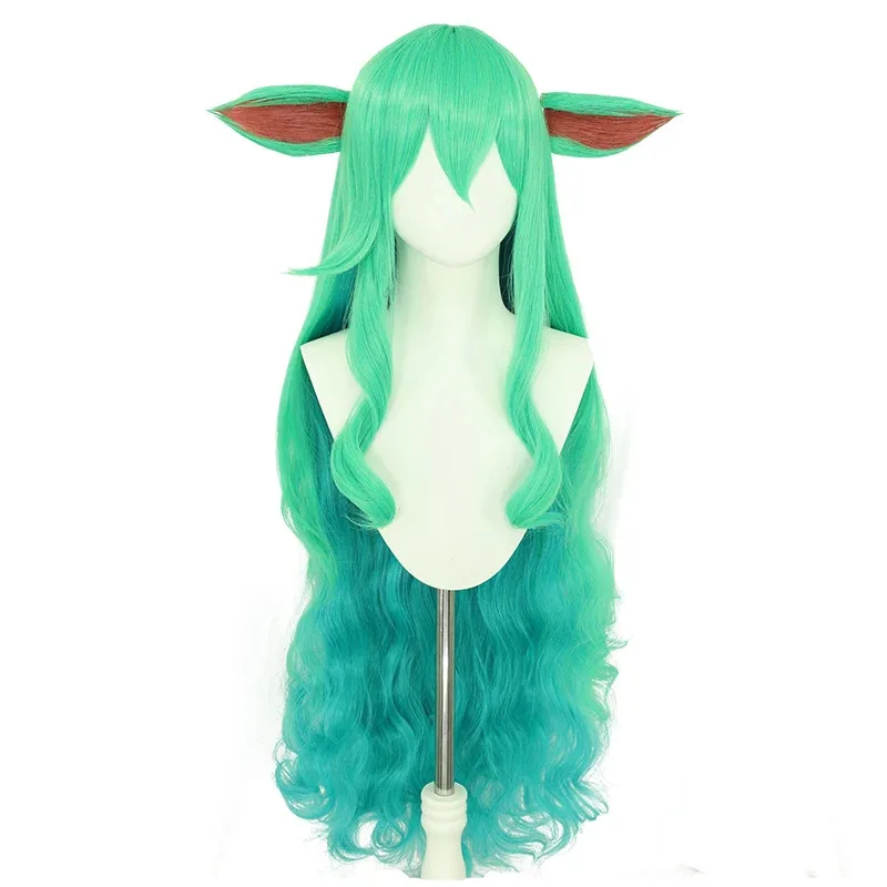 UWOWO Soraka شعر مستعار لعبة جامعة الأساطير/LOL: ستار جارديان Soraka SG شعر مستعار تأثيري مع الأذن الشعر الطويل الأخضر 100 سنتيمتر شعر مستعار