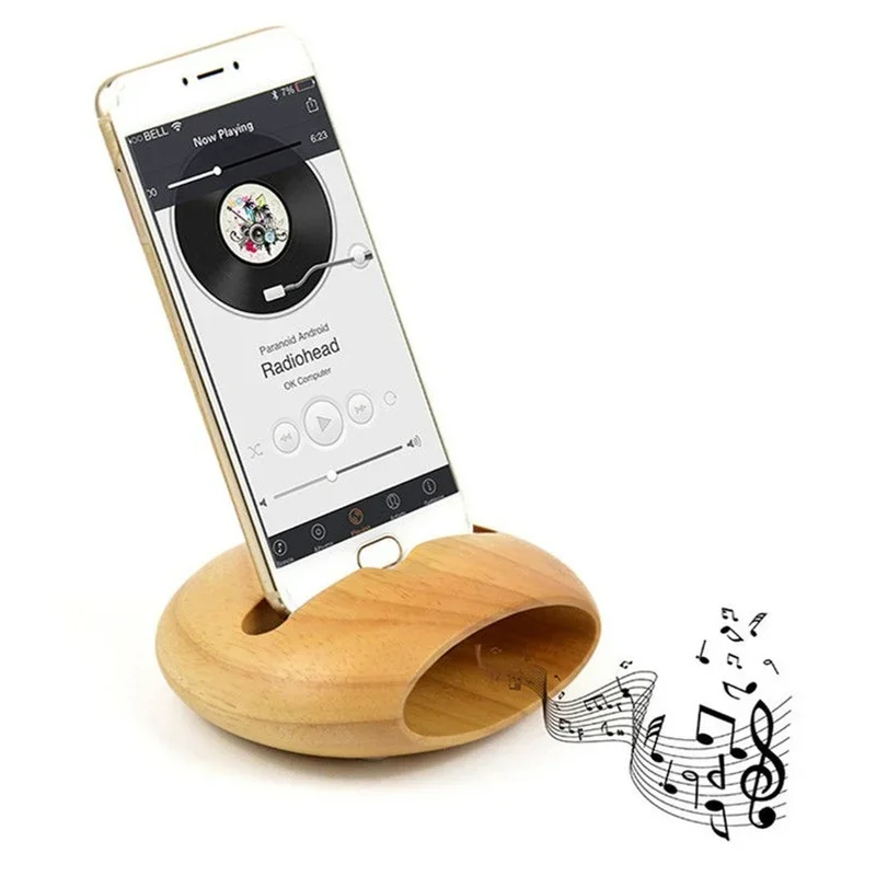 

Wooden Desktop Phone Holder Pen Stand with Sound Amplifier Anti Slip Universal Charging Cable Portable Organized Home Office