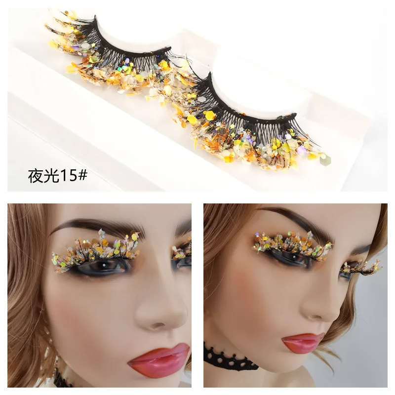 OKAYLASH 3D Pink Gold Shining Colored Eyelashes Wholesale Glitter Dramatic Volume Glow Russian Color Lashes Cosplay Halloween