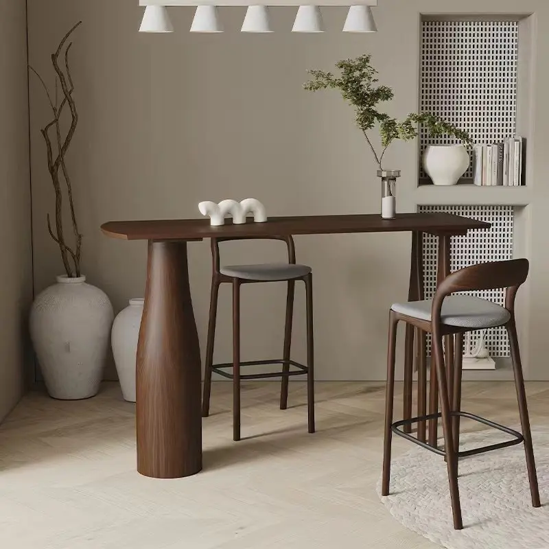 

Wabi Sansan Solid Wood Bar Table Household Living Room Partition Wall Tall Table Milk Tea Shop Cafe Leisure Bar Table