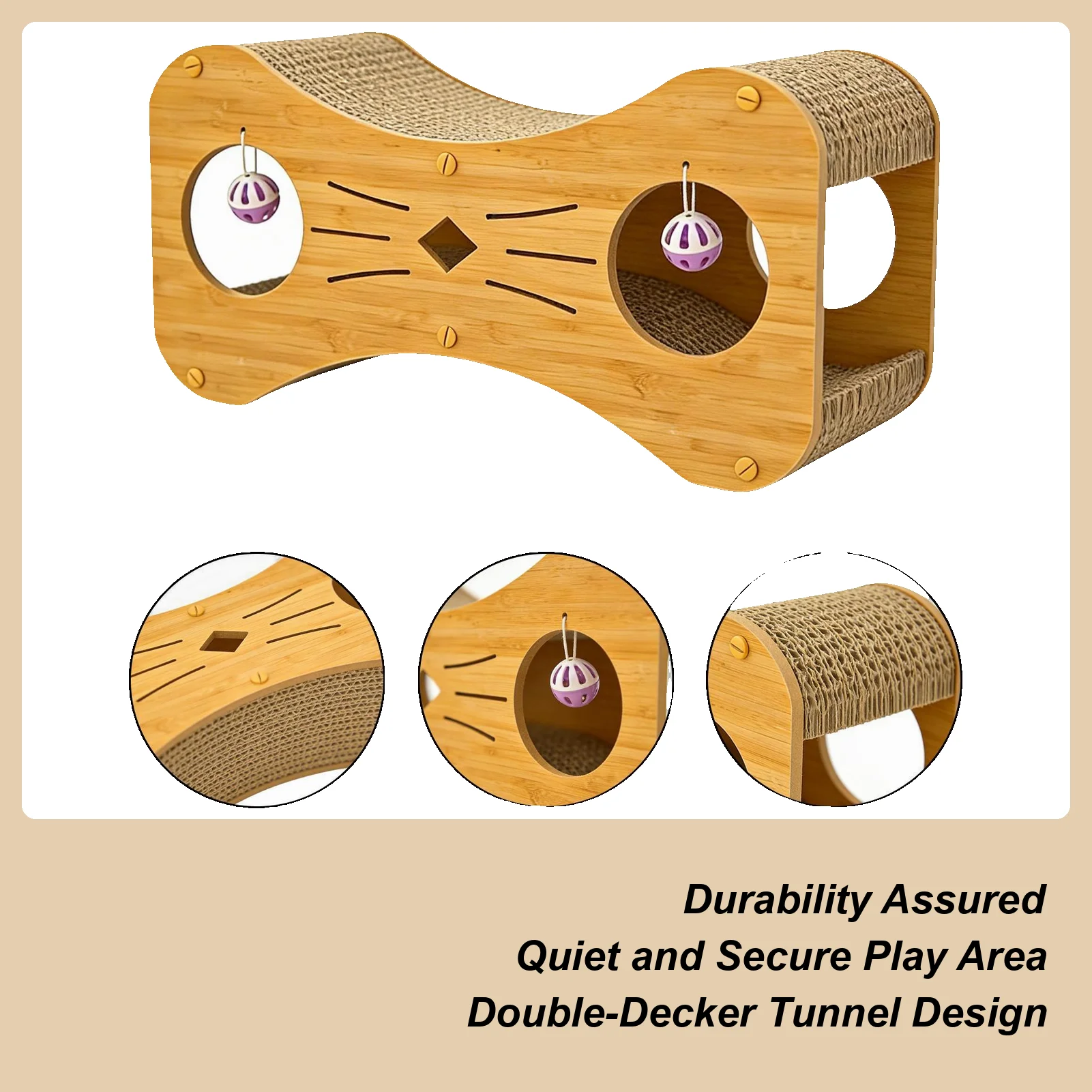 

Двухслойный домик-туннель для кошек с когтеточкой: гофрированная когтеточка для котят для дома и улицы, снимающая скуку
